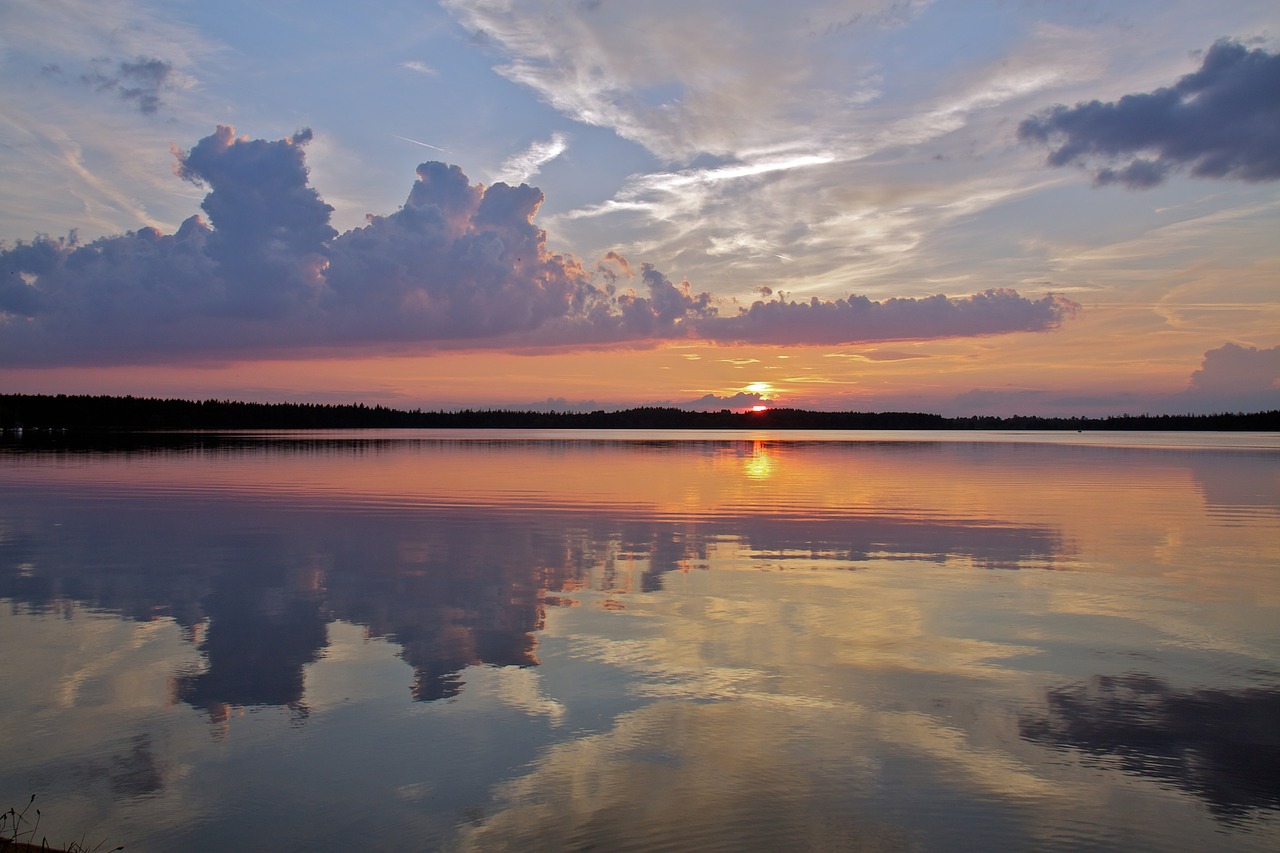 Image - lake sunset landscape evening