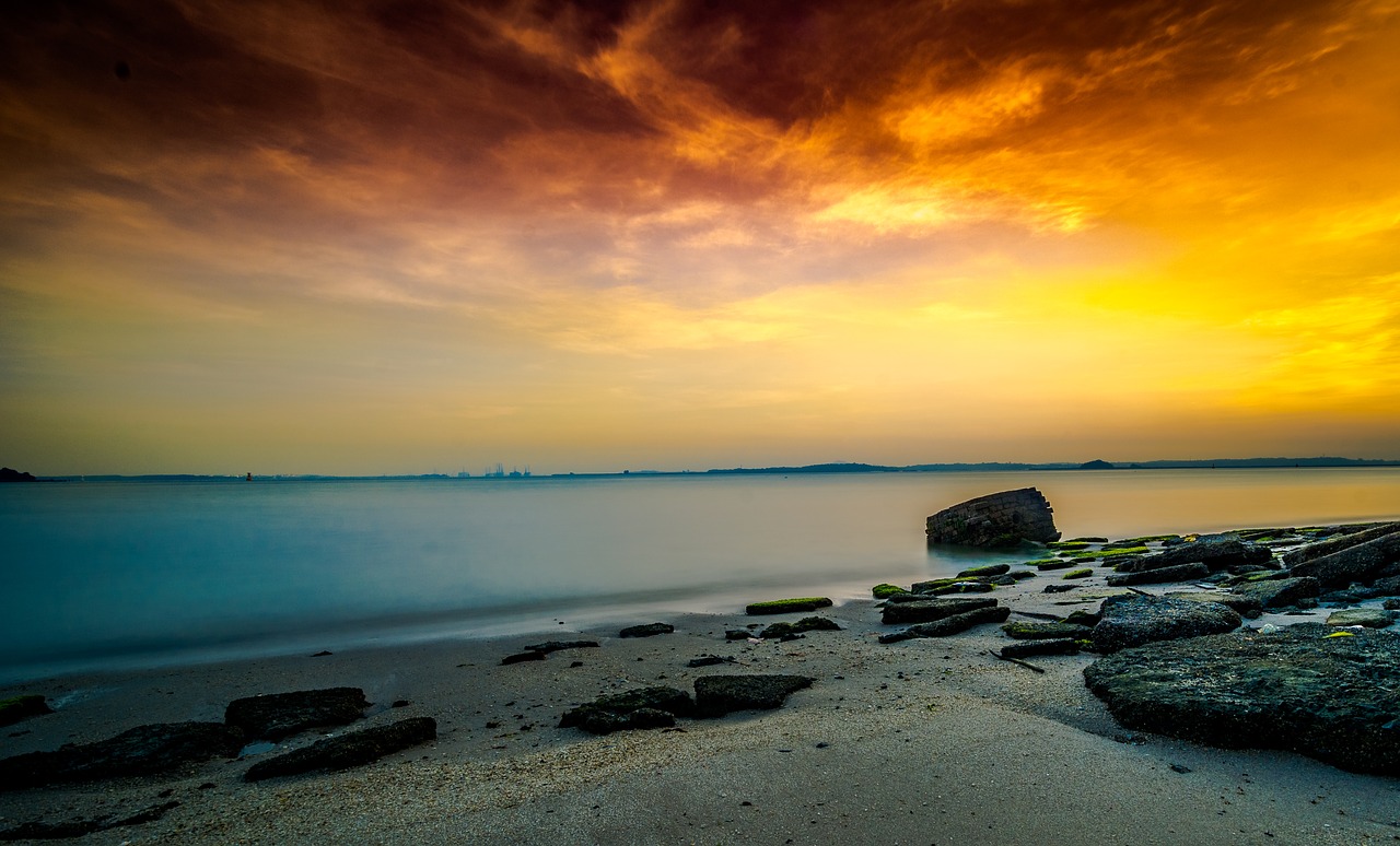 Image - singapore beach sunrise coastal