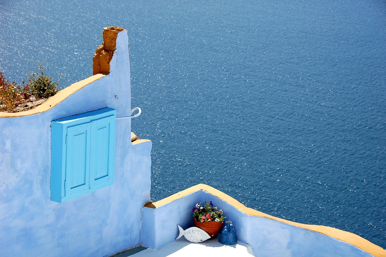 Image - santorini blue island color greece