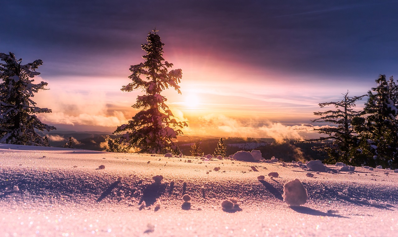 Image - sunrise winter snow panorama