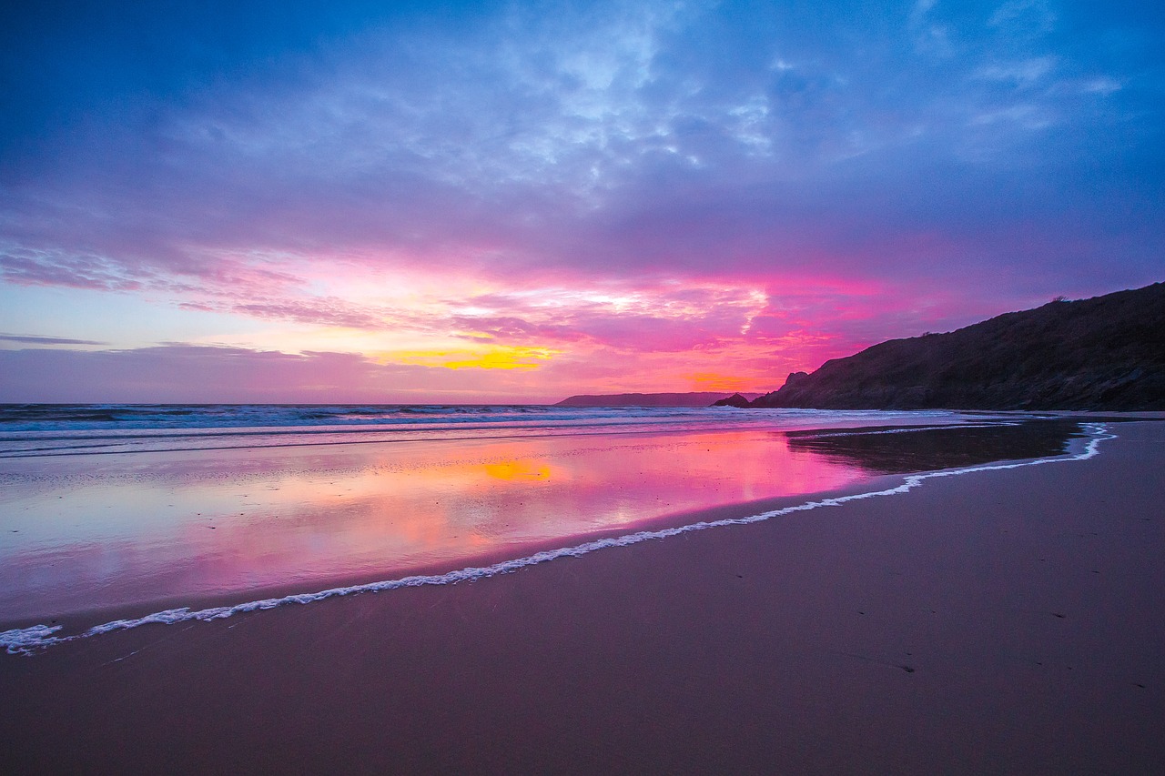 Image - bay beach sunset wales