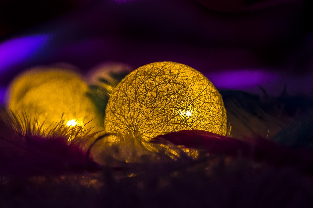 Image - balls feather color lights dark