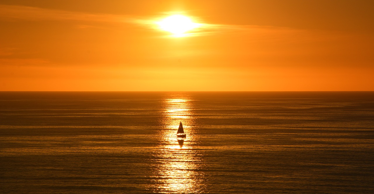 Image - sunset california coast sail boat