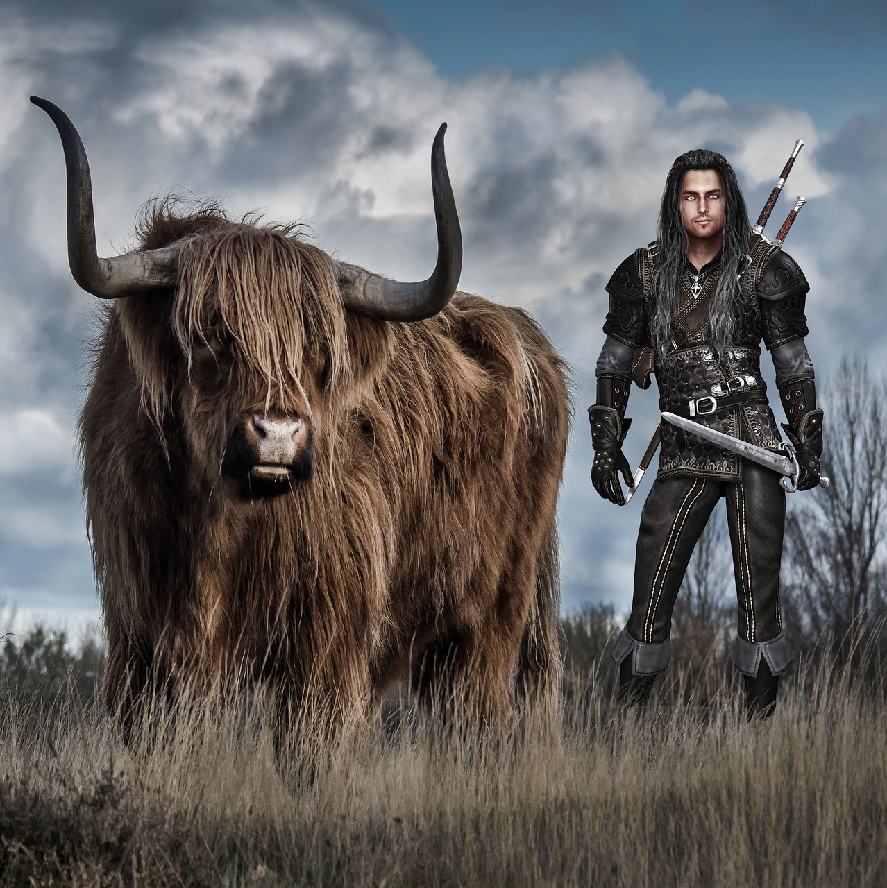 Image - fantasy bull man grassland