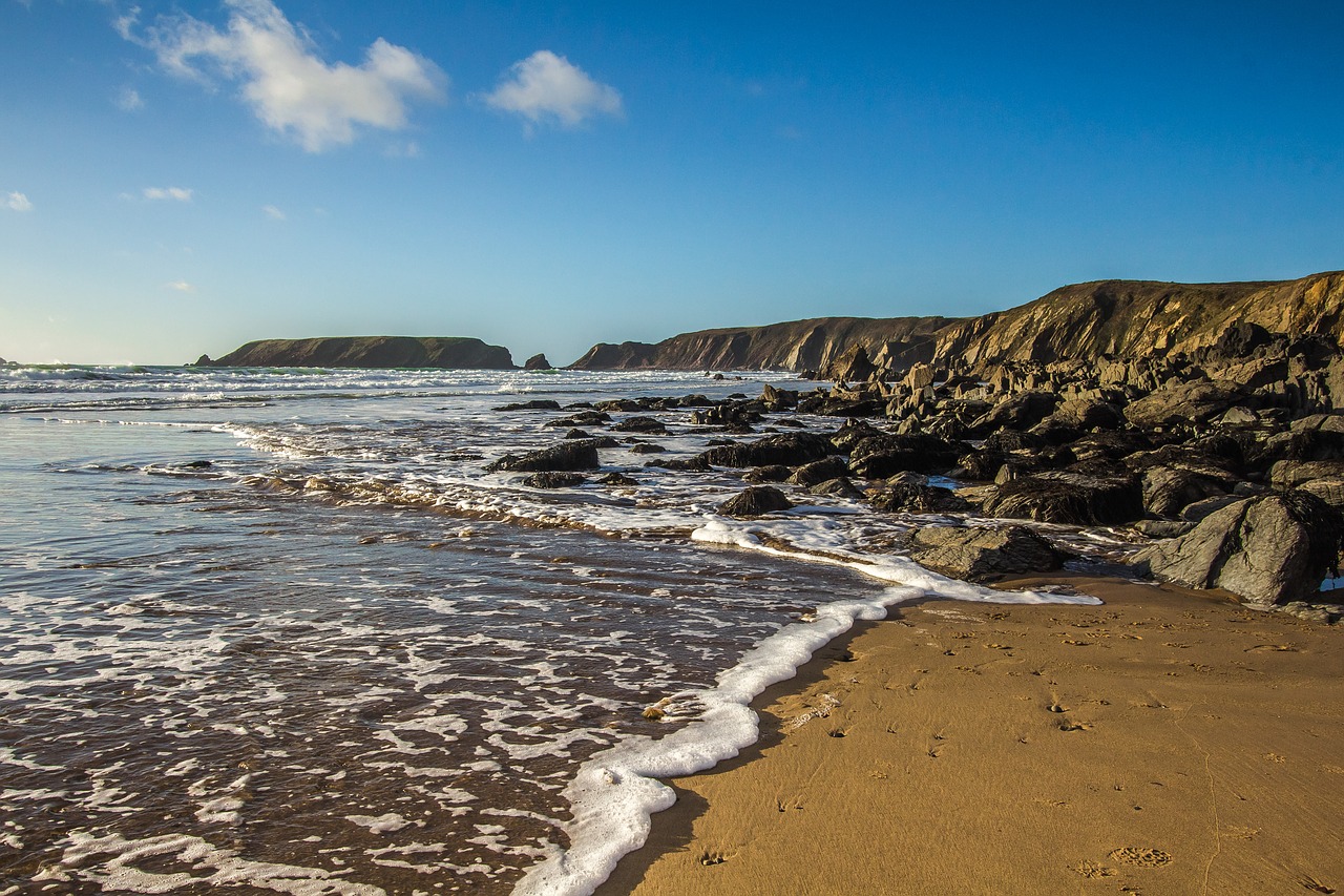 Image - ocean beach low tide wales england