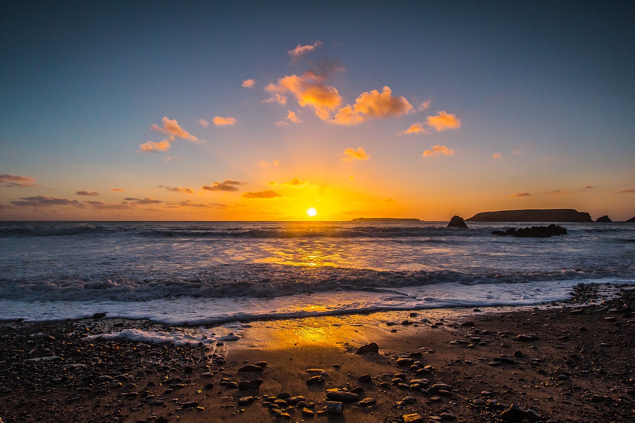 Image - sunset ocean wales beach england