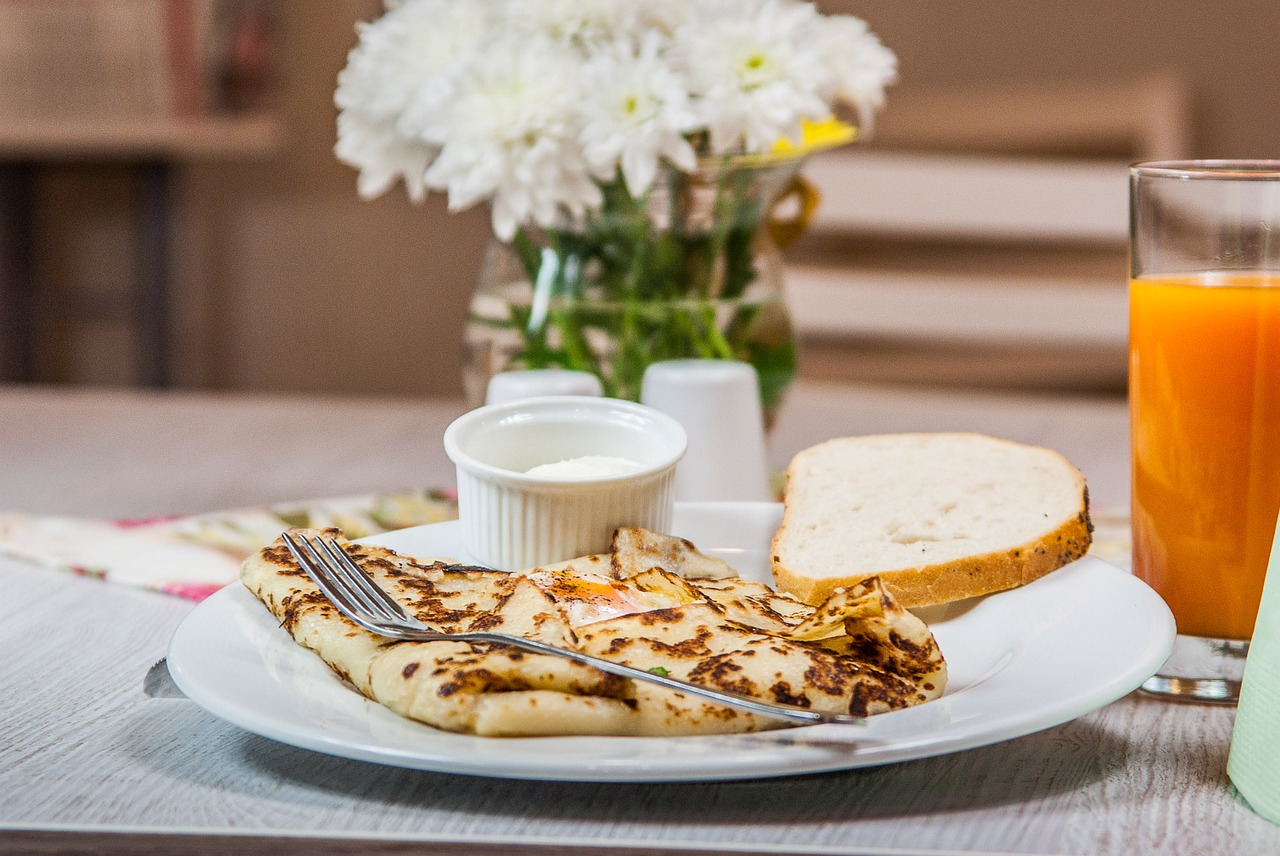 Image - breakfast pancake juice flowers