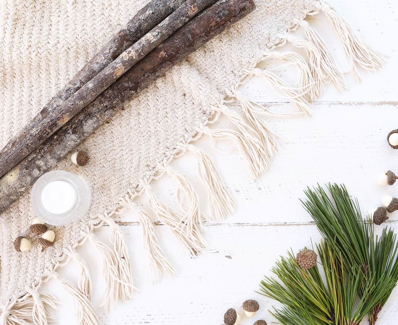 Image - white wood winter christmas flatlay