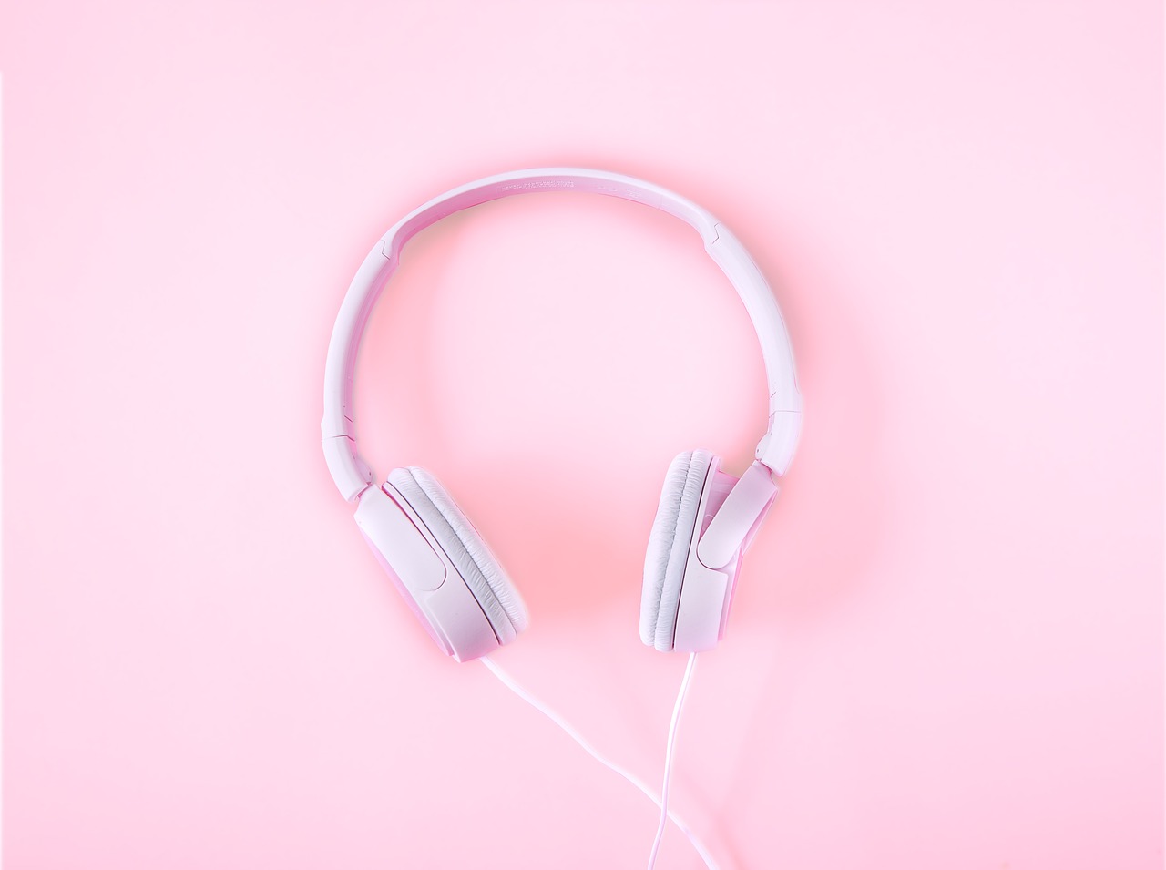 Image - headsets music pink background