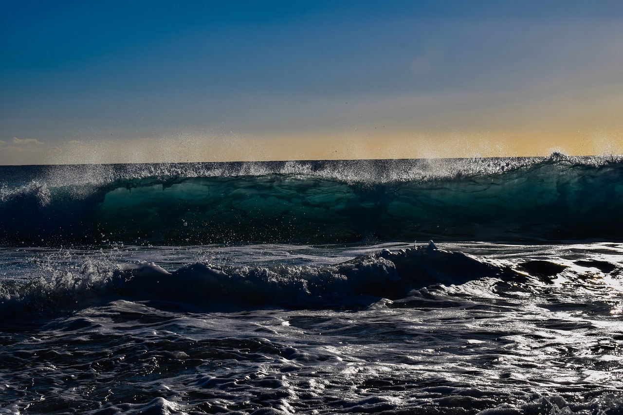 Image - wave foam spray sea sunset