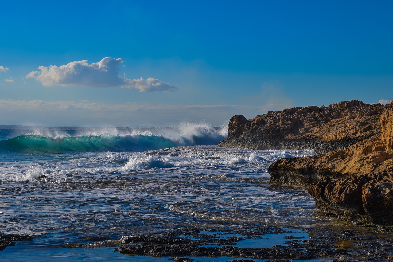 Image - wave smashing rocky coast winter