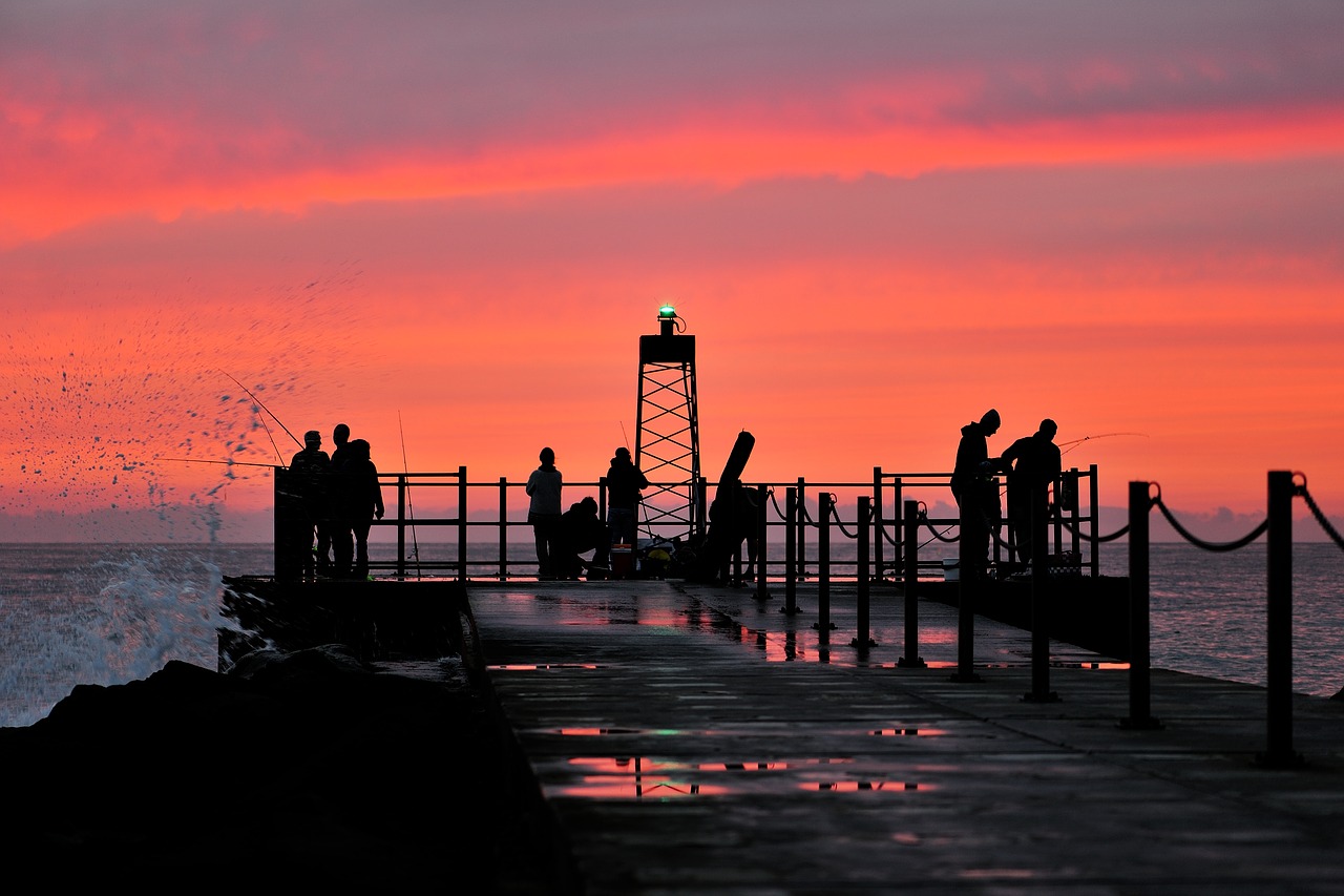 Image - pier fish fishing rod silhouette