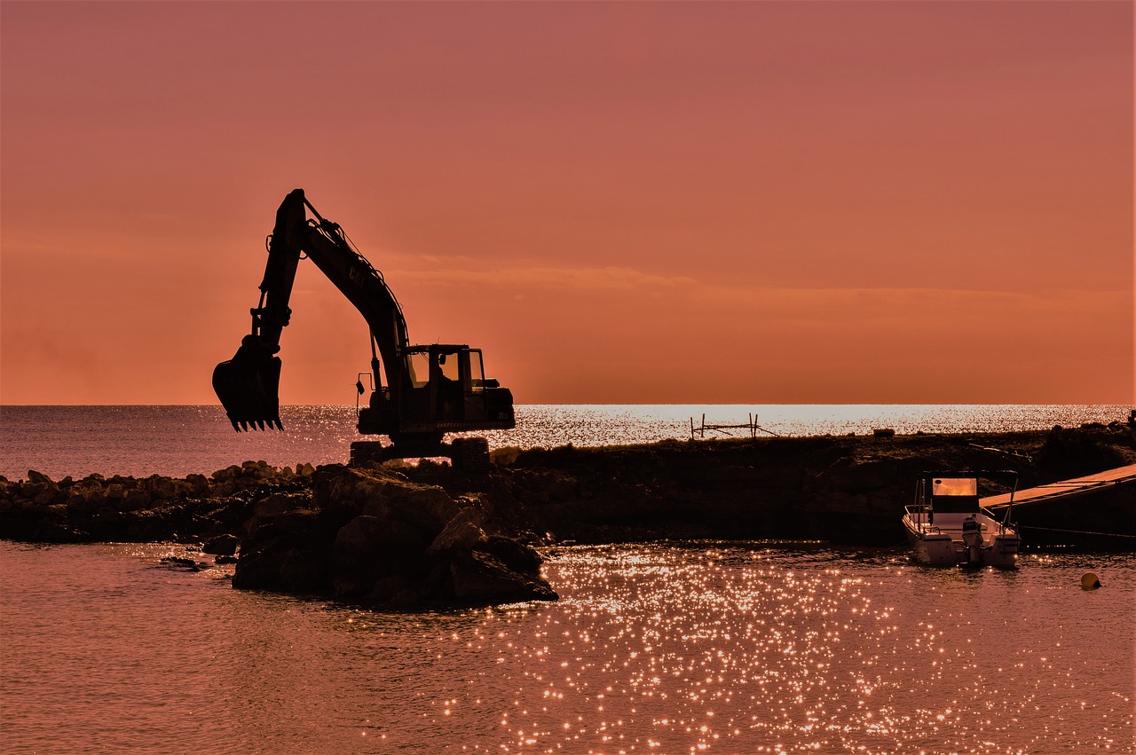 Image - digger working sunset afternoon