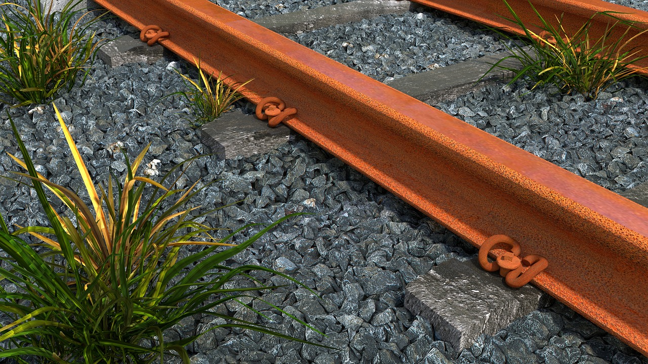 Image - ground rail gravel grass still life