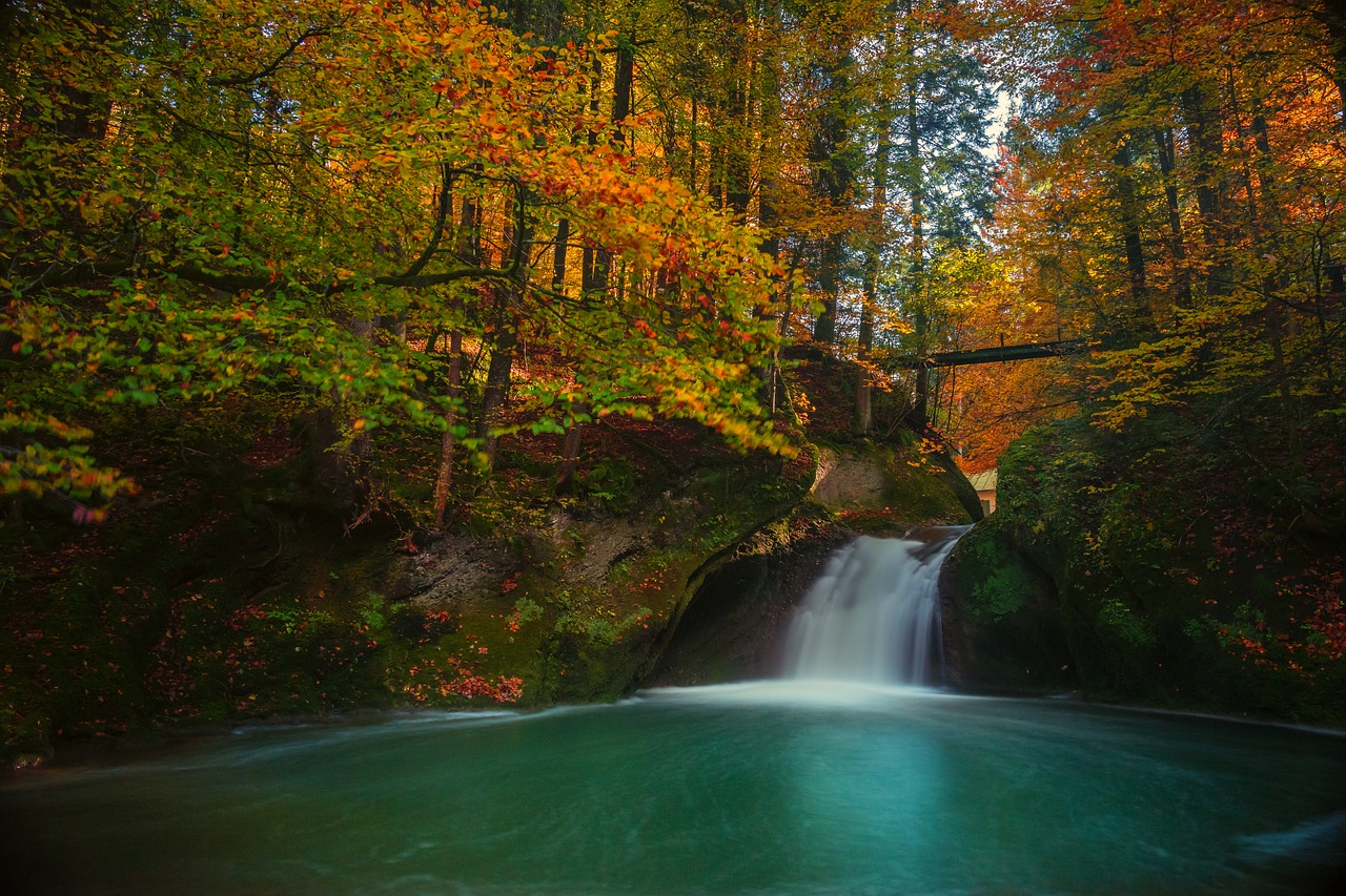 Image - autumn long exposure waterfall