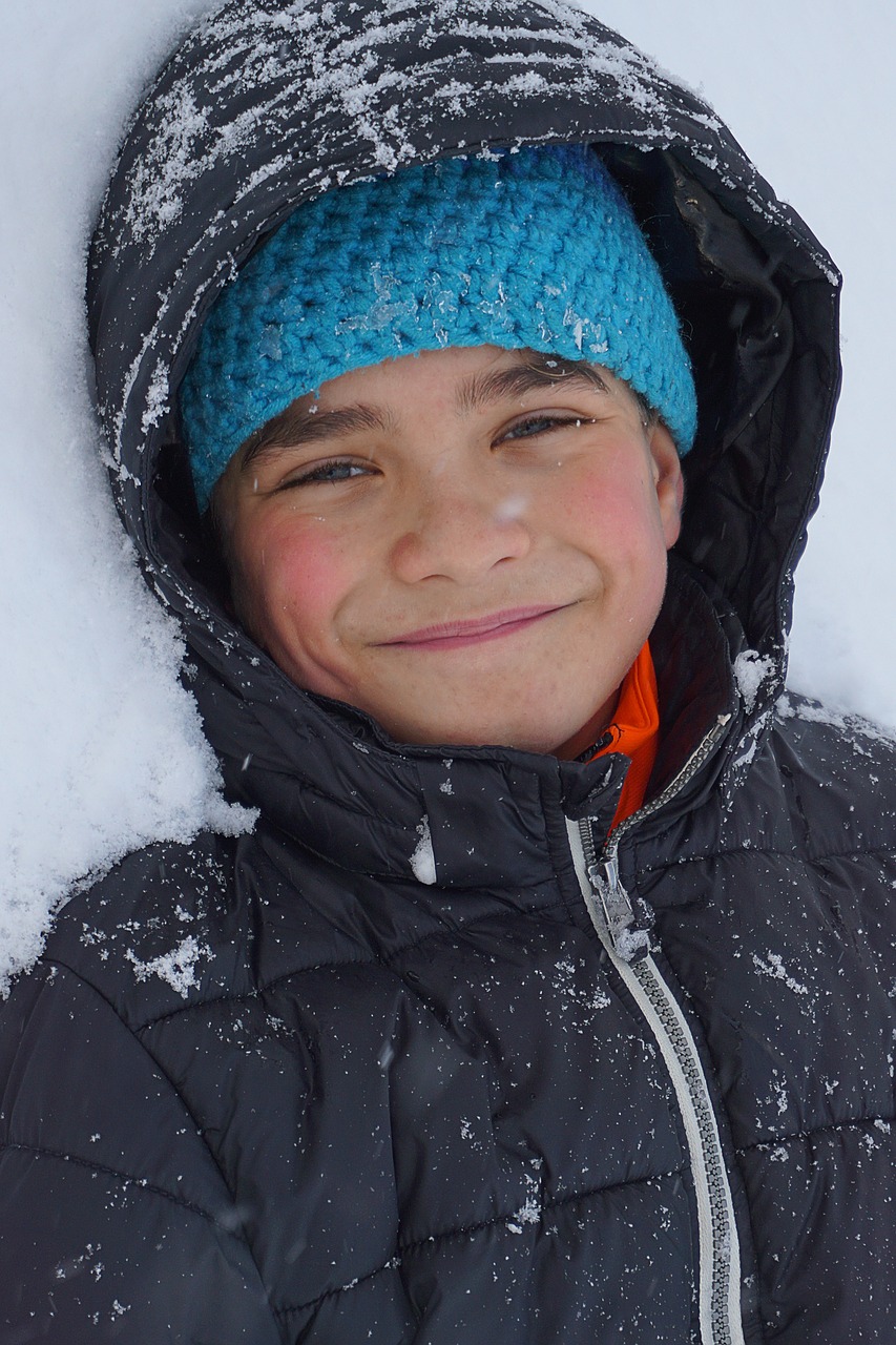 Image - boy snow anorak hood child face