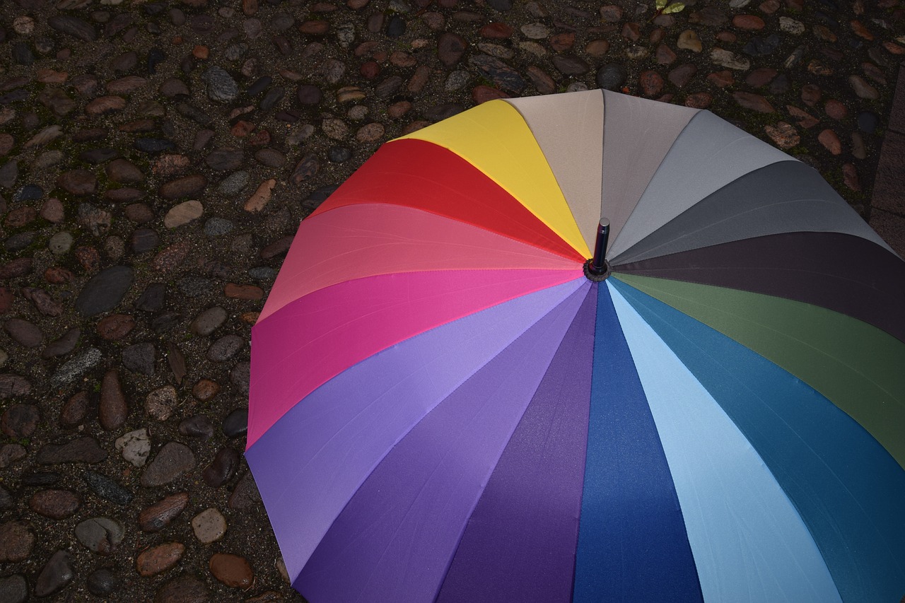 Image - umbrella paving stones rainy weather