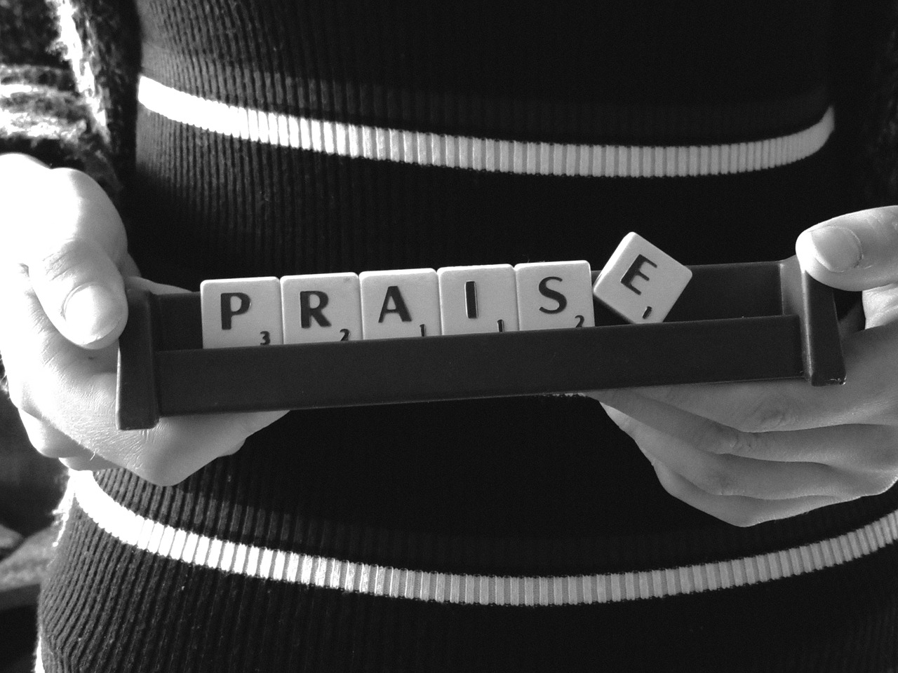 Image - praise word scrabble message stick