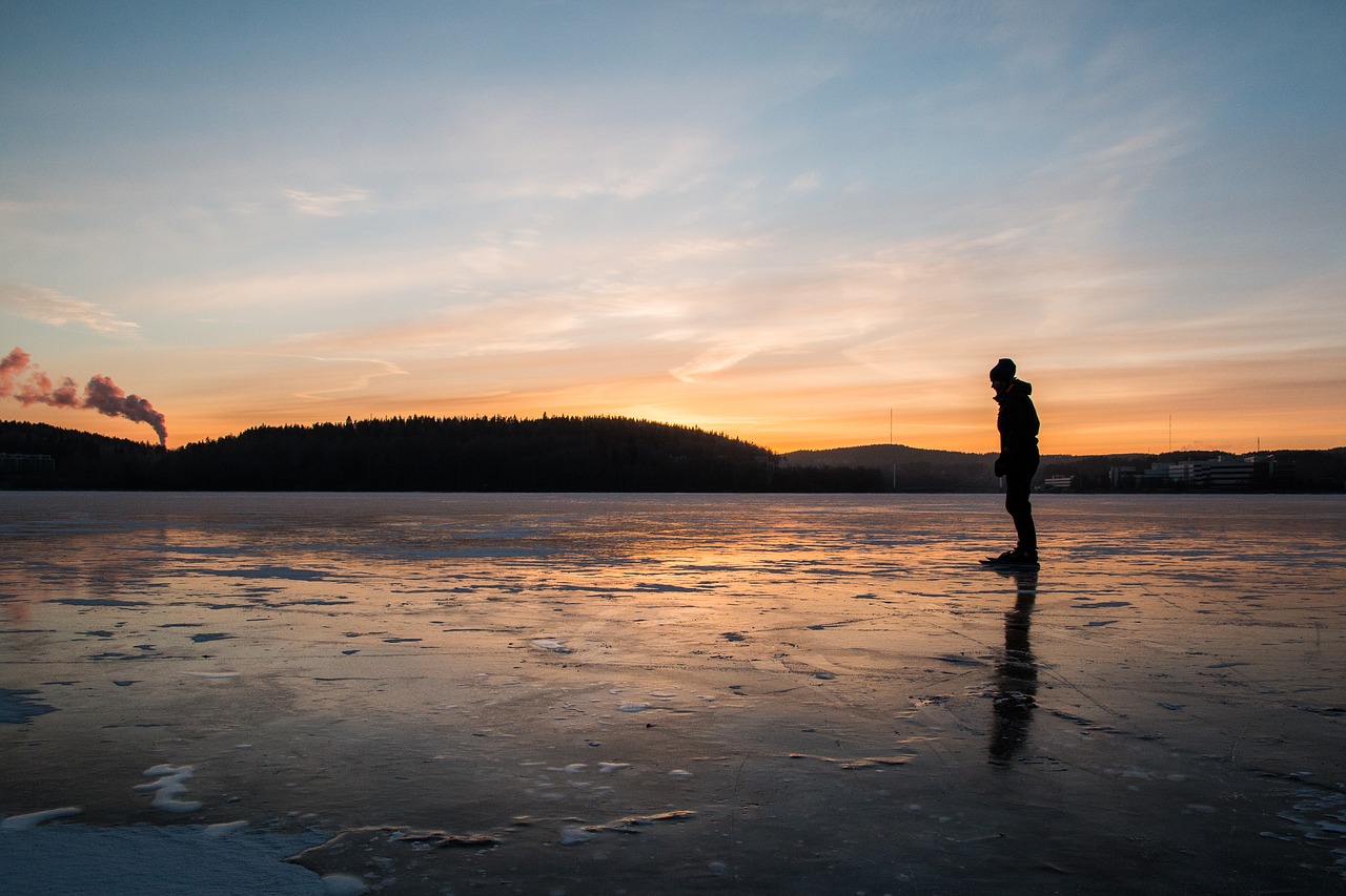 Image - skating ice winter lake sunset