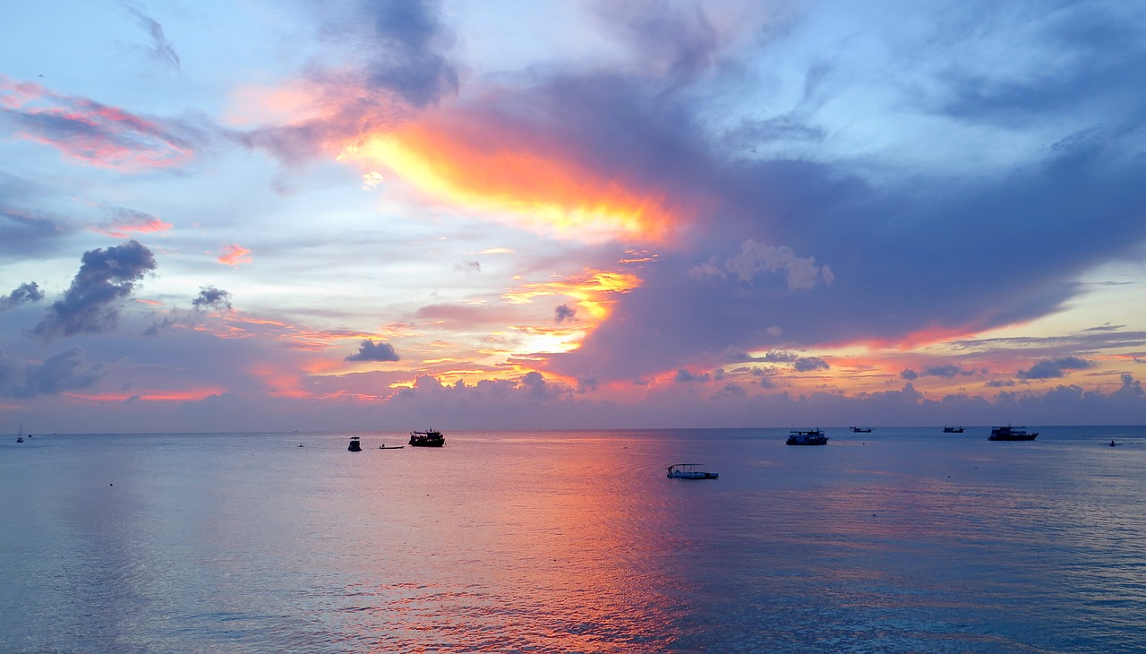 Image - koh tao sunset thailand sea beach