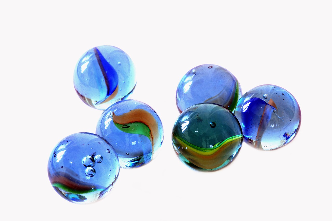 Image - blue glass marbles kids games