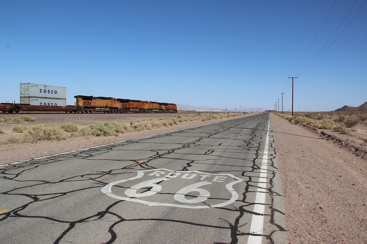 Image - route66 train america usa asphalt