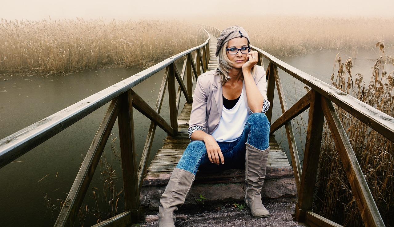 Image - bridge river model woman water