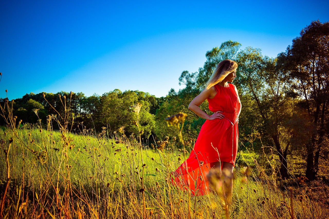 Image - nature girl forest sun tree sky