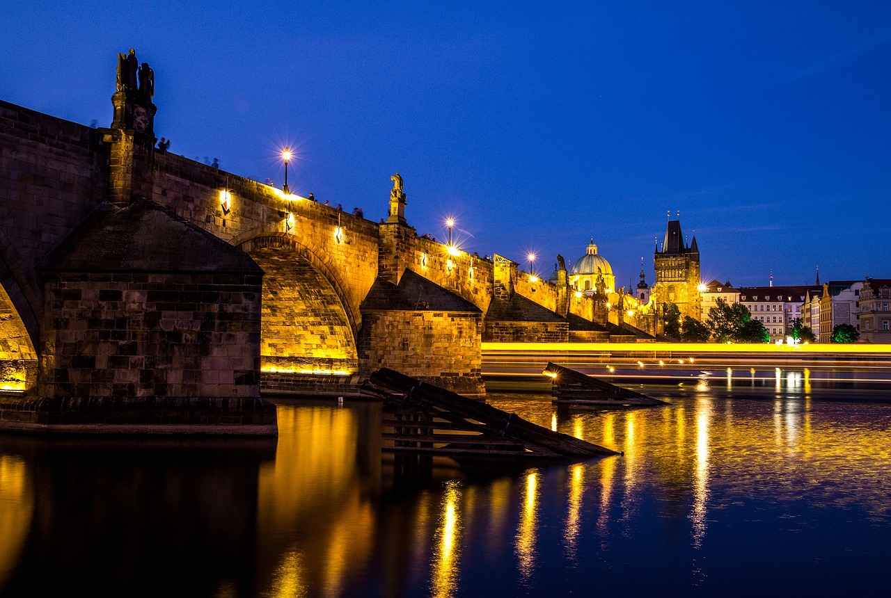 Image - charles bridge night vltava river