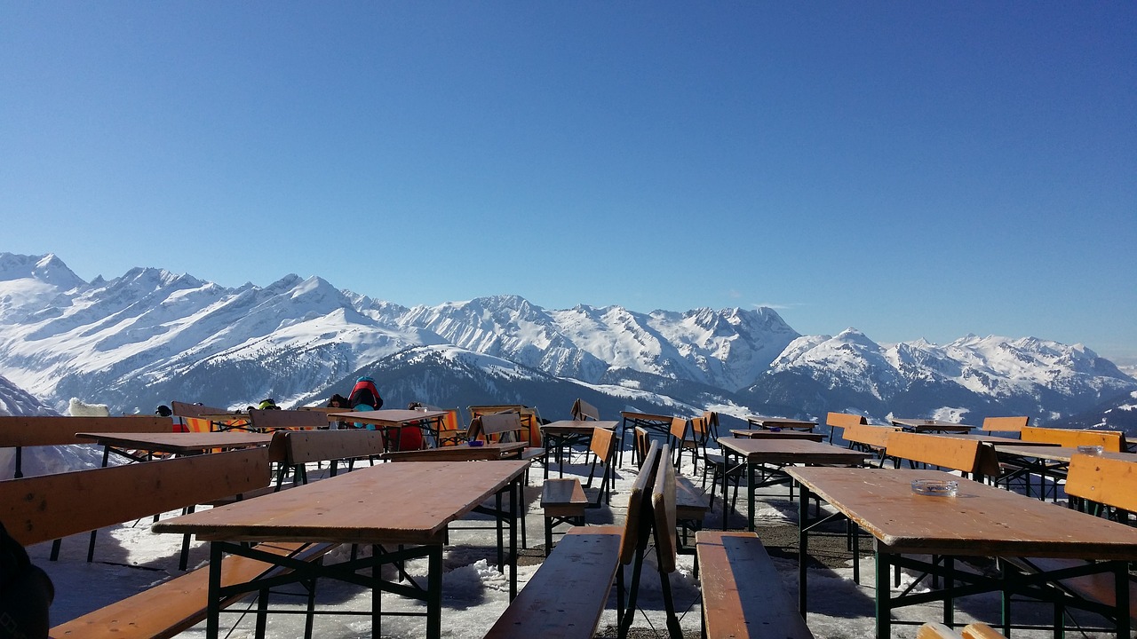 Image - winter mountains ski lodge terrace