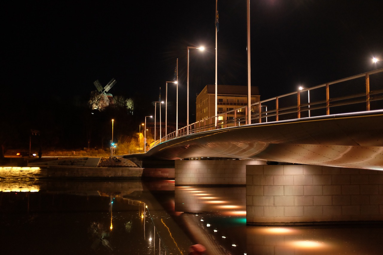 Image - turku mill bridge evening lights