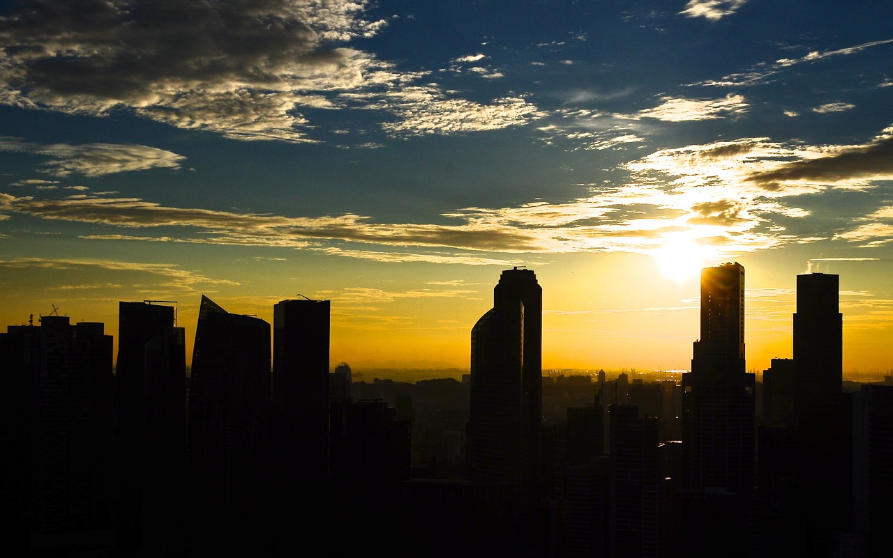 Image - skyline sunset buildings cityscape