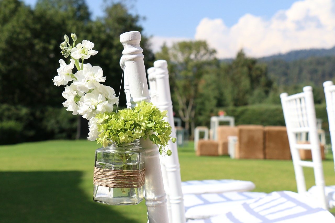 Image - chairs garden wedding trim flowers