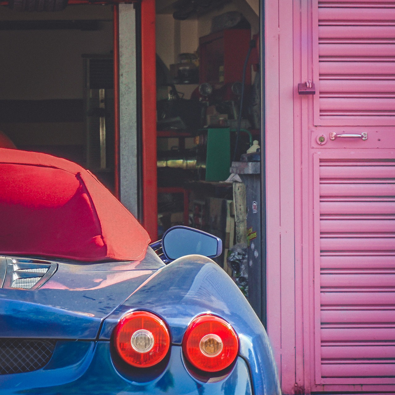 Image - ferrari blue garage industry