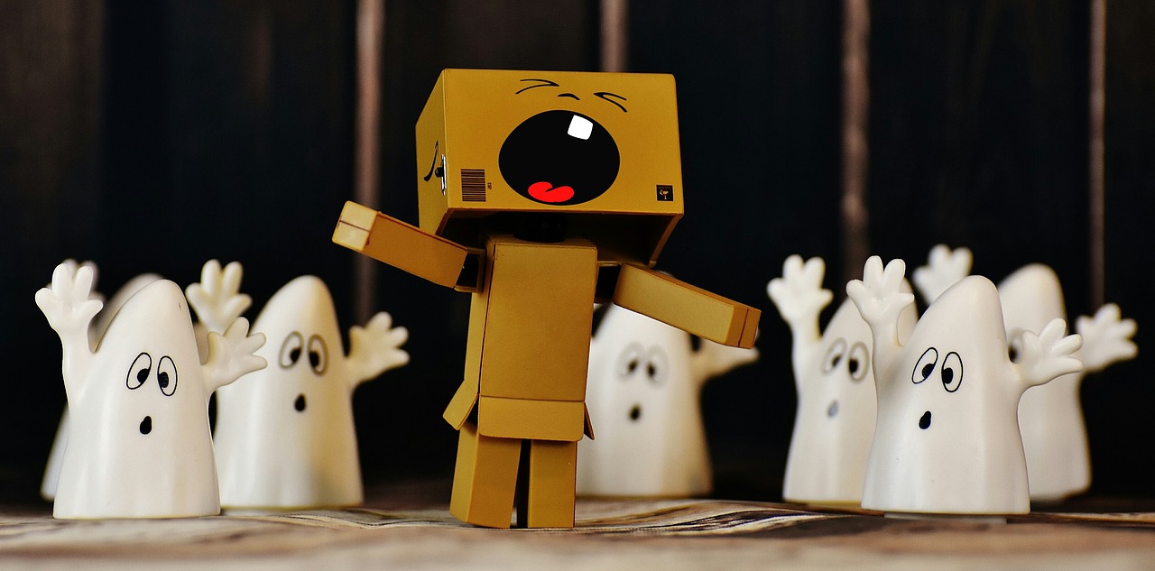 Image - danbo ghost fear cry run away