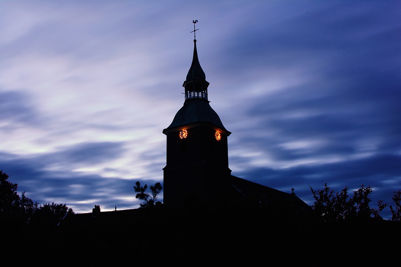 Image - church sky clouds long exposure