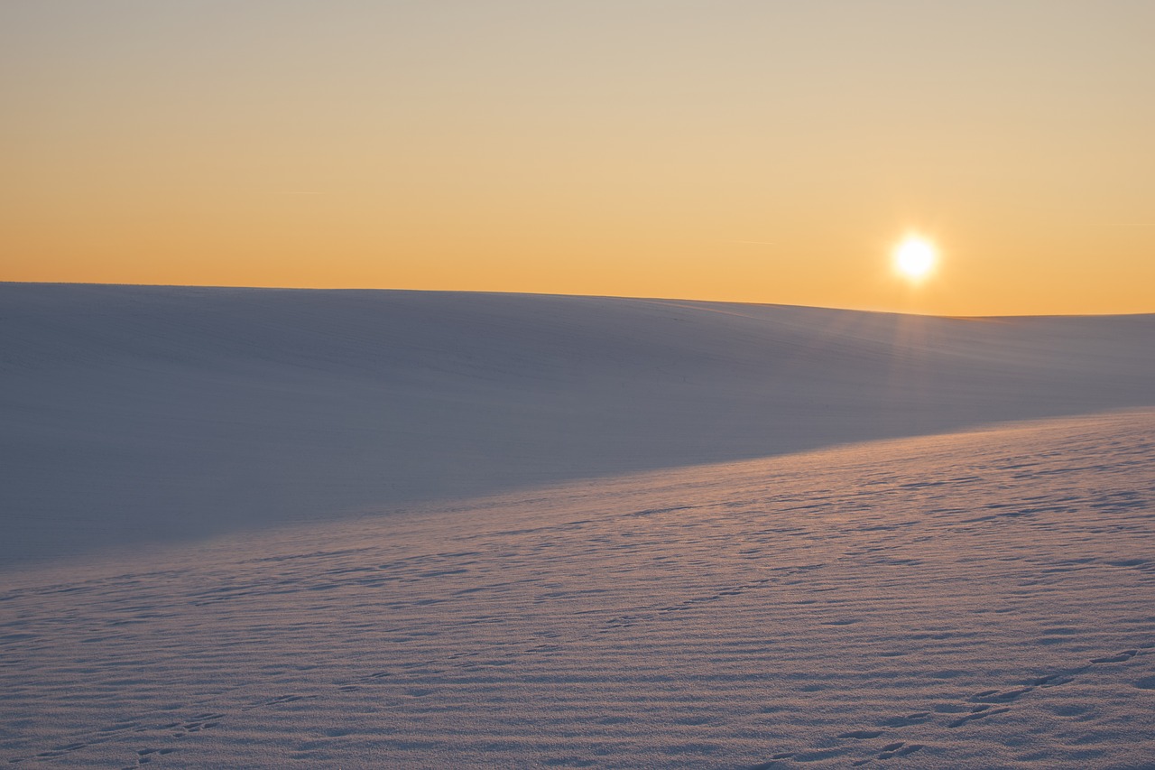 Image - sunset snow winter country the sky