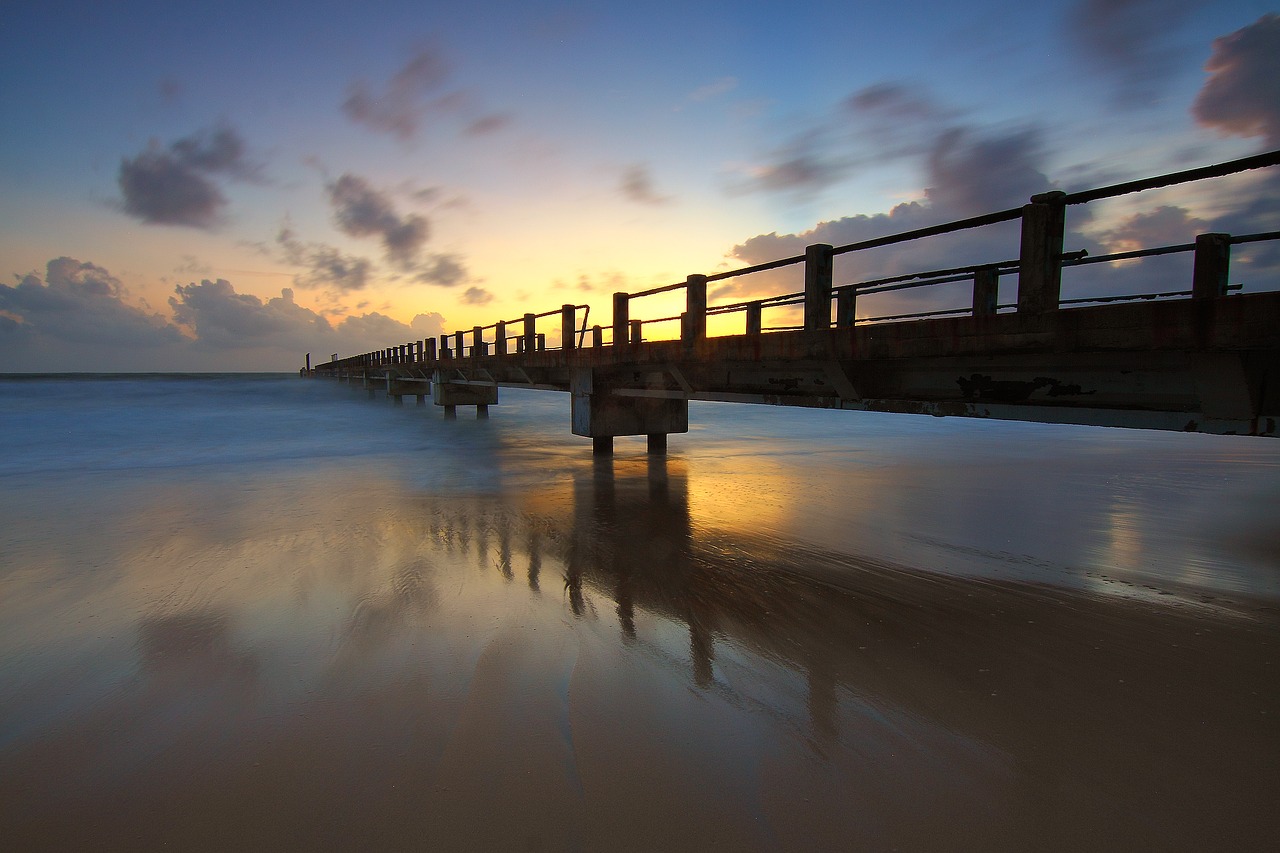 Image - jetty sunrise seascape