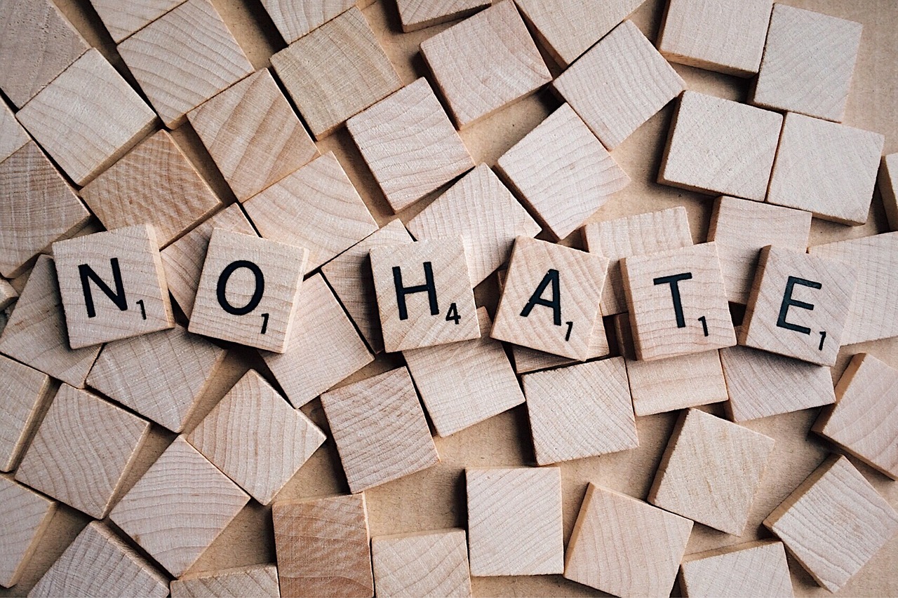 Image - no hate word letters scrabble