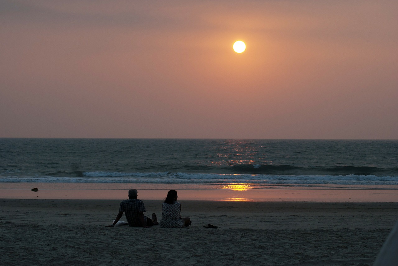 Image - couple beach south goa sunset