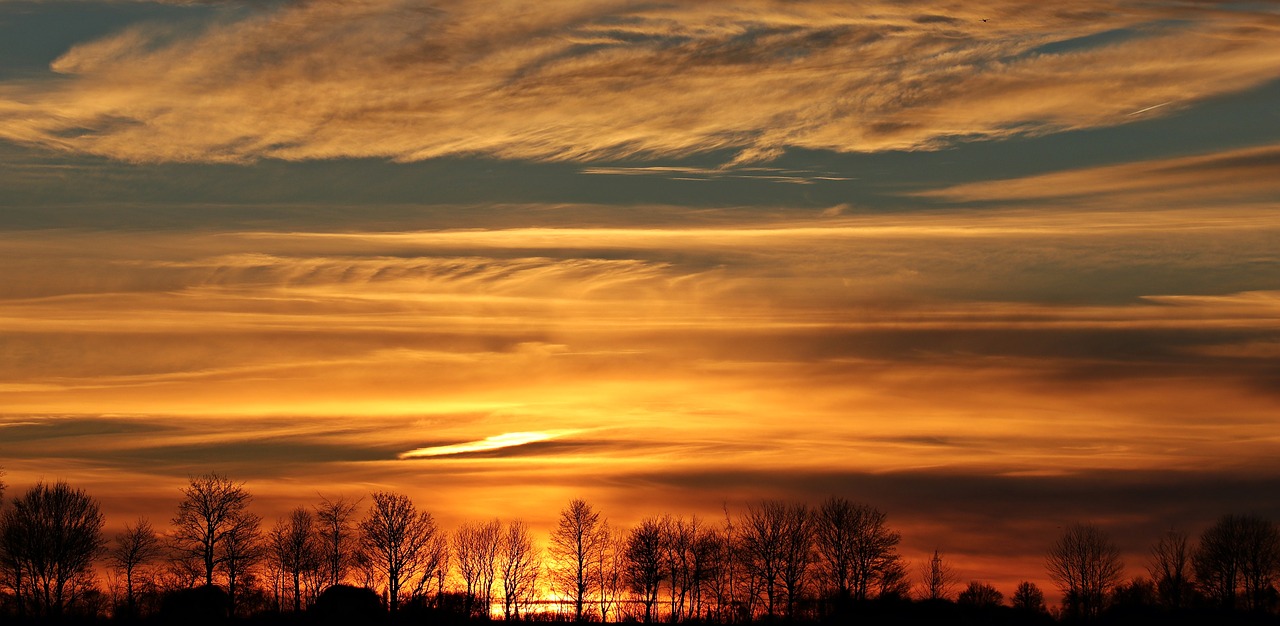 Image - sunset sun evening sky clouds