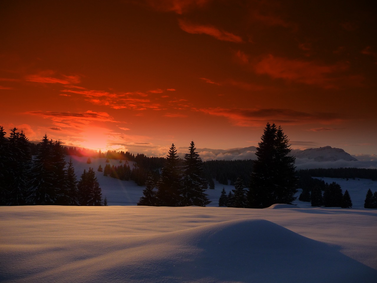 Image - luserna trentino snow sunset