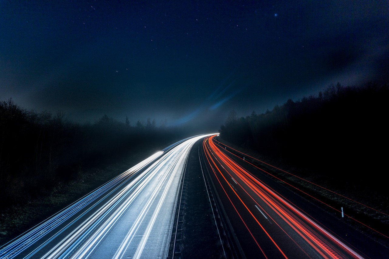 Image - highway lights night road