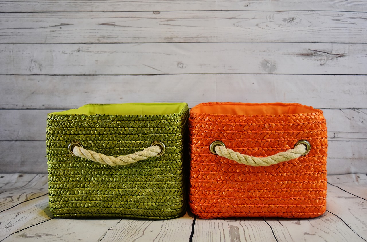 Image - baskets storage green orange