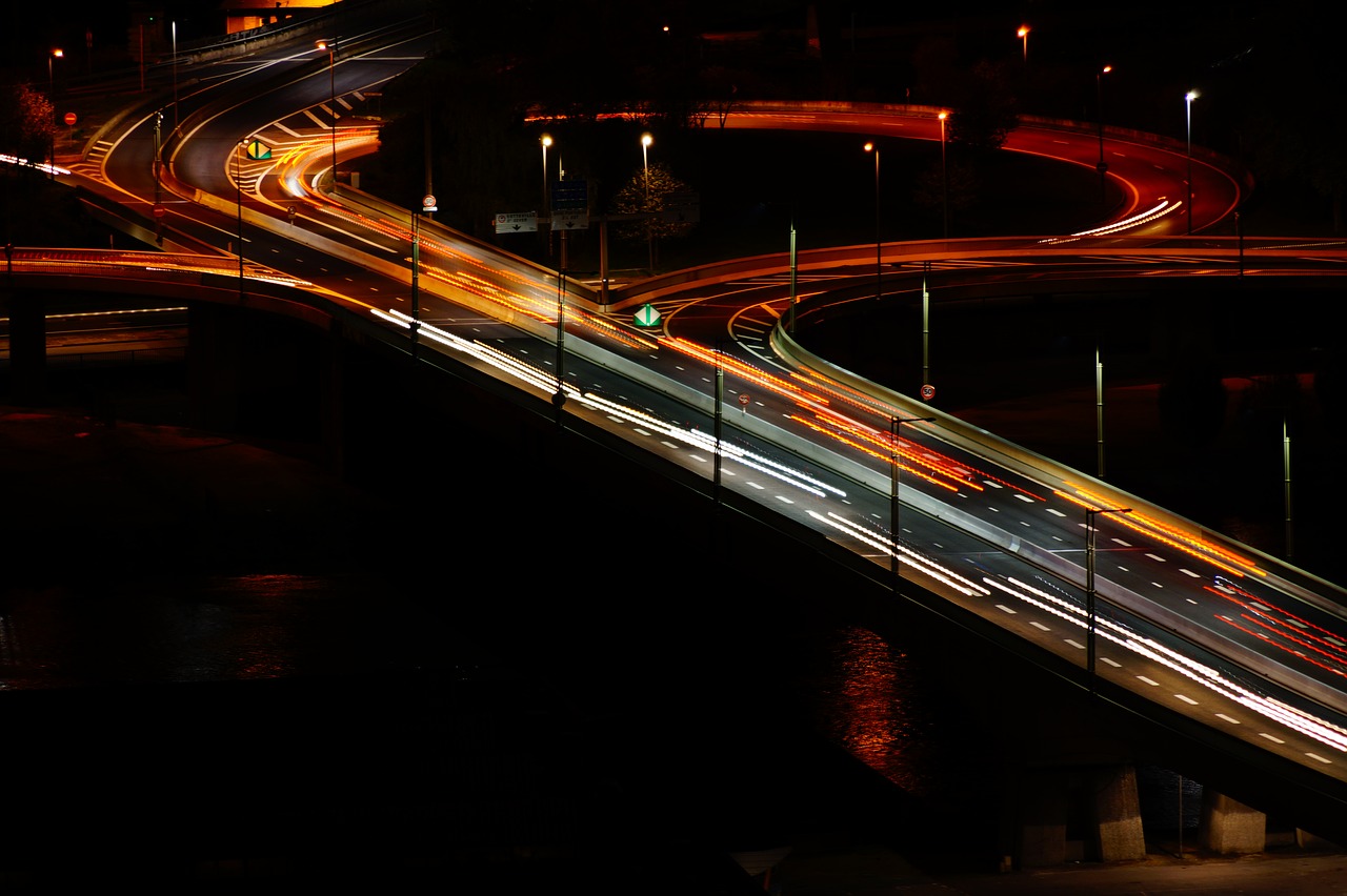 Image - highway night lighthouse car fast