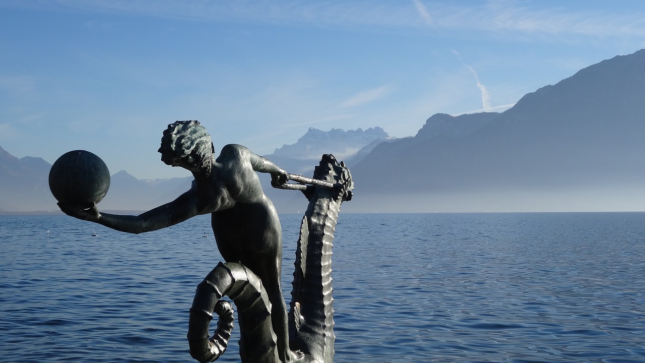 Image - lake landscape mountain statue