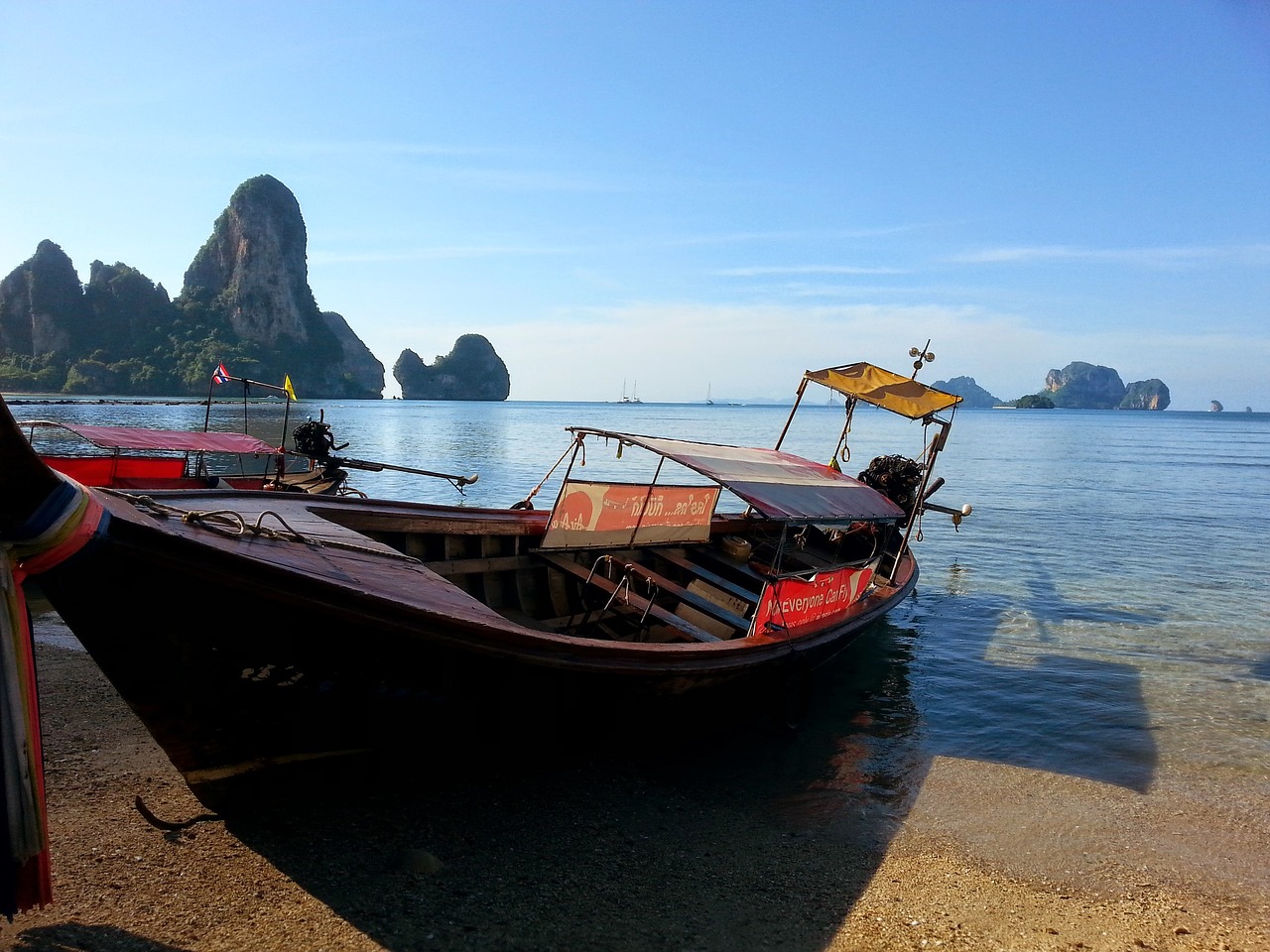 Image - thailand railay beach sea thai boat