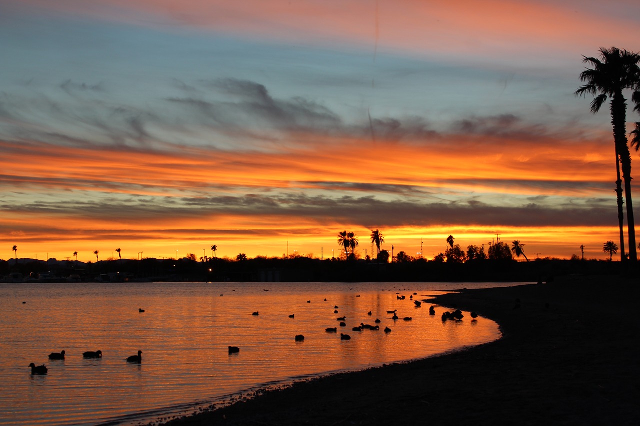 Image - sunset arizona lake