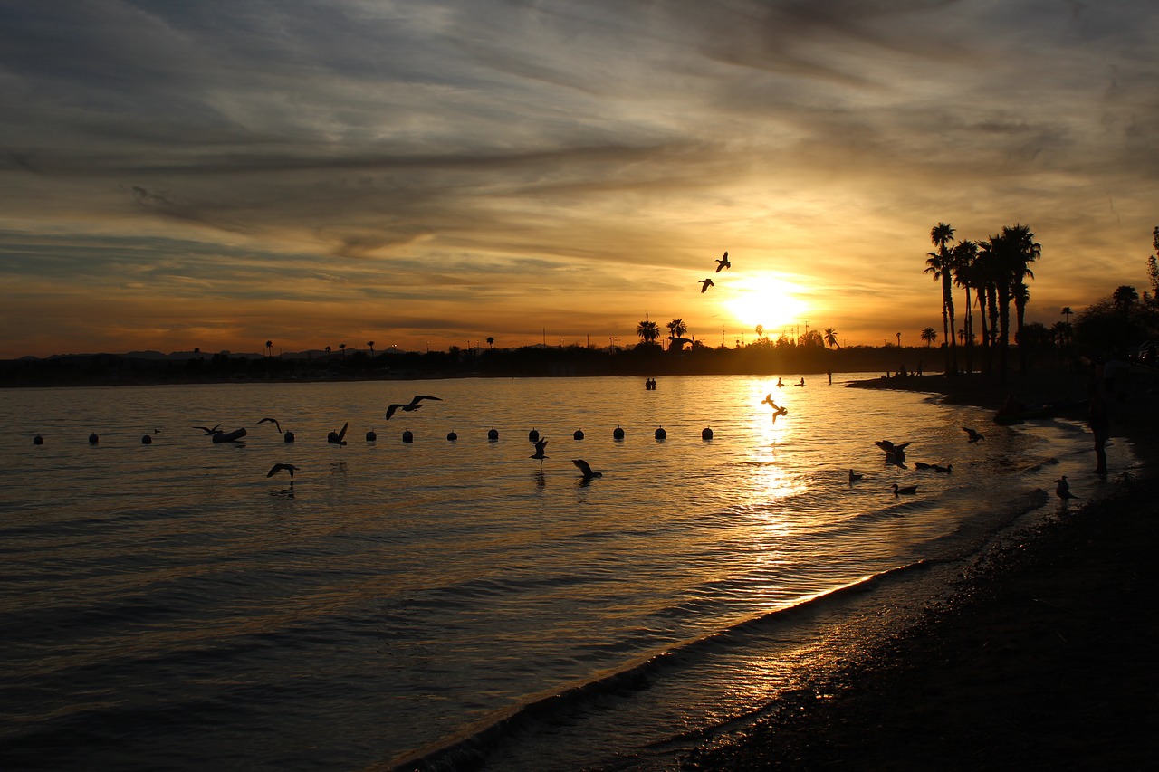 Image - sunset arizona lake