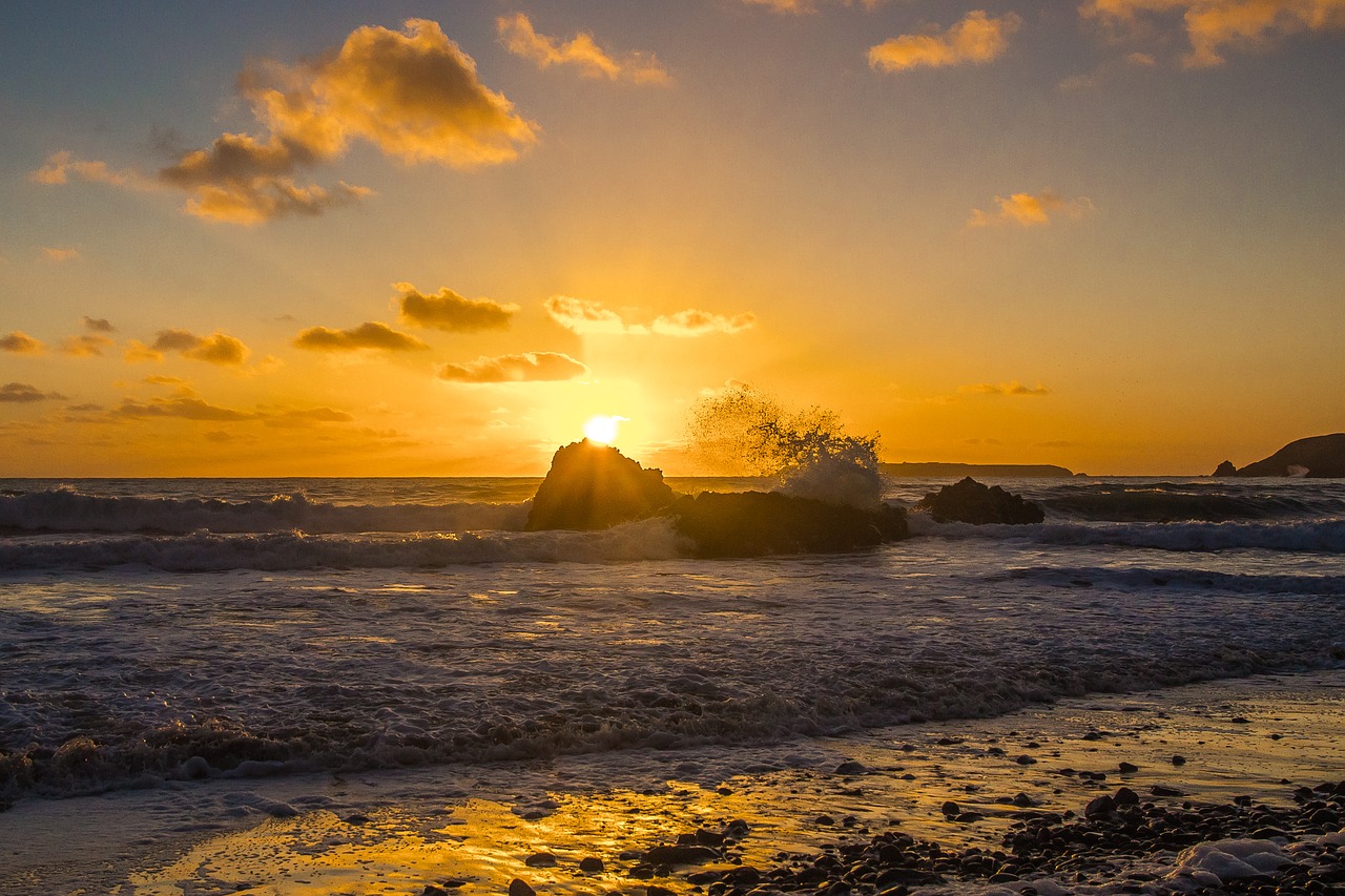 Image - sunset ocean waves wales england